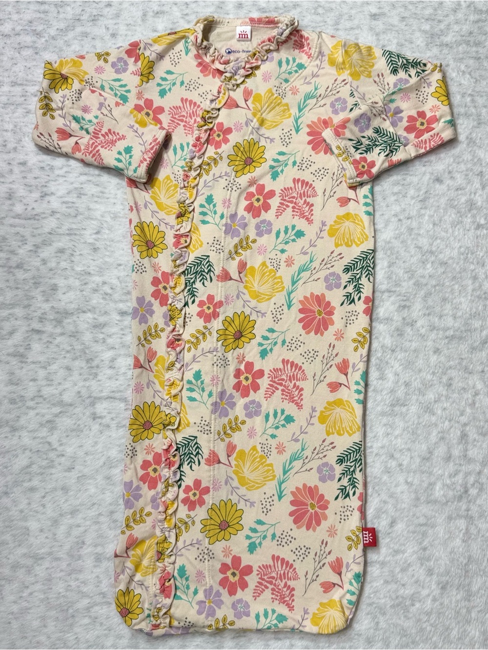 Magnetic Me Wildflower Ruffle Gown Newborn 3M Baby Girl Modal Cream Floral